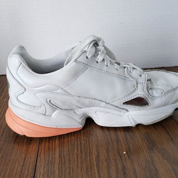 Adidas Originals Falcon Womens Size 6.5 Athletic Shoes White Orange - Picture 10 of 11